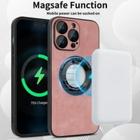 Tanka magnetska futrola za iPhone pro max, PU kožni stilski logo Pogledajte prozoru Zaštita objektiva