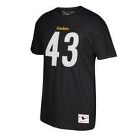 Muški Mitchell & Ness Troy Polamalu Black Pittsburgh Steelers Penzionirano ime igrača i majica