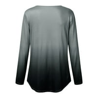 Žene casual vrhovi žene plus veličine gradijent V-izrez dugih rukava s majicama Dugme pulover bluza