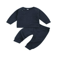 Binwwede Toddler Casual Jesen Zimska pletena džemper za zgusnu košulju + dugi set odjeće za hlače