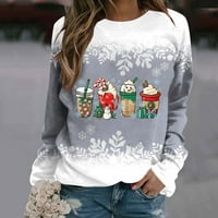 Hanas vrhovi ženski pulover TOP Snowflake snjegović Print Casual Sports 3D Print Active Streetwear Bluze
