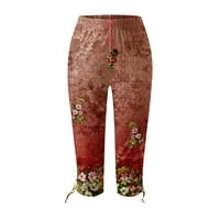 Amousa ženske modne ležerne vanjske haljine hlače za dno tiskane nacrtane hlače sa sedam bodova