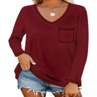 Colisha jesenski ženska majica labavi fit dugih rukava s dugim rukavima čvrsta boja Basic Tunic vrhovi