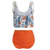 Moderan dva kupaća kostim za žene Split ruffled bikini navlake Print Womens kupaće kostim narančasto