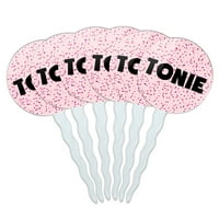 Tonie Cupcake Pickes Toppers - set - ružičaste mrlje