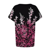 Amousa Womens-Plus-Plus-Tops Ljetni lati rukav majice Ležerne prilike sa labavim tiskanim majicama za