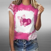 Meichang majice za dojke za žene ružičaste vrpce Grafičke tens Funny kratkih rukava plus veličina bluza
