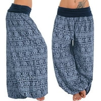 Ksinqinghao Plus size Teretne hlače za žene Ženske dame tiskane širine labave nogu hlače ženske casual