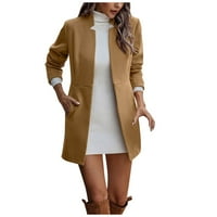 Ženska temperament jesen i zimska puna boja tanki džepni kaput s dugim rukavima