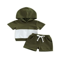 Eyicmarn Baby Boys s kapuljačom s kapuljačom kratkih rukava + kratke hlače, boja koja odgovara ležernom