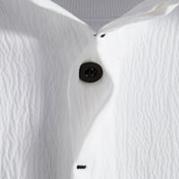 Muški vrhovi rever vrat Ljetne košulje kratki rukav bluza Ležerne prilike za majicu bijeli l