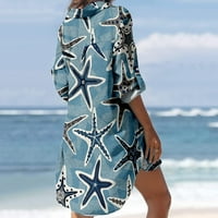 Ženski casual vrhovi Ljeto plaža haljina džepne reverske majice s dugim rukavima