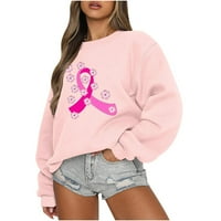 Košulje od raka dojke Homodles za žene okrugli vrat labavi kapuljač bez ružičaste ružičaste veličine