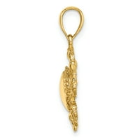 Carat u karatsu 10k žuto zlato 2-d rakova privjesak šarm sa 10k žutom zlatnom laganom konopcu ogrlica