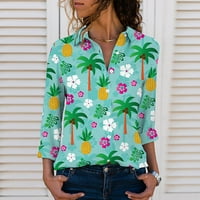 Bluza s dugim rukavima za žene trendov, ženska majica majica javorov list cvjetni ispis grafički grafički