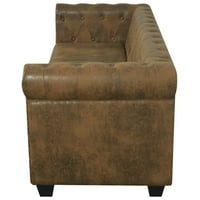 Charmma Chesterfield sofa s 3-sjedala smeđa FAU kožna