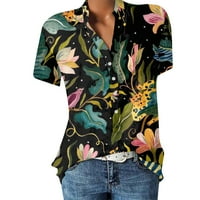 Bluze za žene Dressy casual s kratkih rukava Henley ljetni grafički otisci majice m