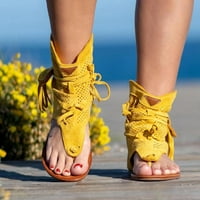 Okrugli nožni ženski sandali ravna potpetica za klizanje na tasselu Žuta 43