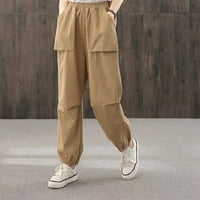 Ženske hlače Čvrsta boja High visoki struk JOGGER džep elastična labava majica casual labavi GED kombinezoni