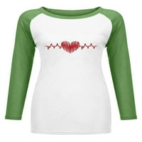 Ženski srčani tisak dugih rukava kraljevska majica Majica Ležerne prilike za odmor