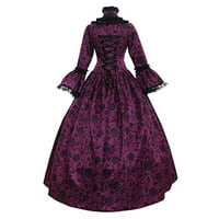 Halloween srednjovjekovna vintage haljina za žene Renesanse velike veličine čipka cvjetni ispis patchwork