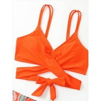 Oalirro bikini kupaći kostim Dvije ženske tiskane seksi bez rukava narančastom kupaćem narančastom