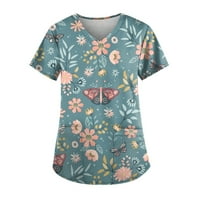 Clearsance Ljetni vrhovi V-izrez Graphic Prints Bluza Radna odjeća Žene Modne bluze kratkih rukava,