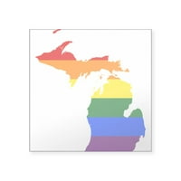 Cafepress - Rainbow Pride Zastava Michigan Karta Square naljepnica - Square naljepnica 3 3
