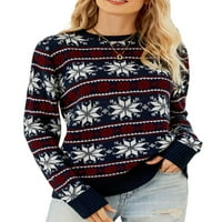 Ženski božićni džemper preveliki pulover Santa Snowflake Graphic Knit vrhovi