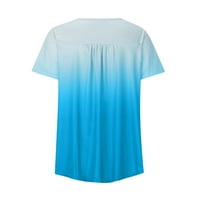 Žene vrhovi pepum žene kratki rukav casual solid moda V-izrez Tshirts Sky Blue XL