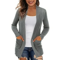 DTIDTPE džemperi za žene, ženski kardigani s džepovima, ležerni lagani otvoreni prednji kardigan džemperi