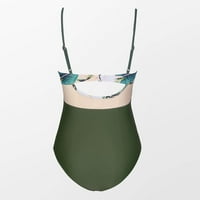 Ženski kupaći kostimi za kontrolu trbuha bandeau visoka struka rukava na plaži A-line unazad zeleni