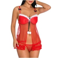 Ženska seksi božićna odjeća za spavanje crvene santa donje rublje Babydolls Hemizes Teddy BodySuit Sleep