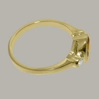 Britanci napravio 18K žuti zlatni prsten sa prirodnim citrinskim i kubnim cirkonskim ženskim zaručničkim