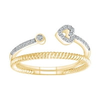 Carat okrugli rez bijeli prirodni dijamantni koktel prsten u čvrstom žutim zlatnim prstenom od 10k-7