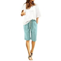 Keusn žene ljetne pamučne pantalone plus veličina visokih kratkih kratkih kratkih kratkih hlača kratke