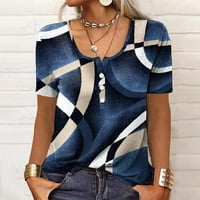 GUZOM WOMENS Ljetni vrhovi Cleance- Slim Comfy vrhovi labava bluza Ispiši kratki rukav elegantni posadni