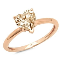 1. CT Sjajno srce Clear Simulirani dijamant 18k 18K Rose Gold Solitaire Prsten SZ 8
