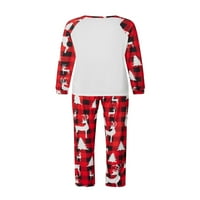 Allshope Božićna porodica Pajamas Podudarni set Elk Print Dugih rukava i crvene plairane hlače za spavanje