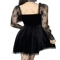 Aunavey gotička haljina za žene lolita čipka haljina Grunge baršun crna vintage haljina s dugim rukavima