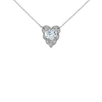 Dijamantni personalizirani kamen i ogrlica u obliku srca u bijelom zlatu: 10k privjesak sa 22 lančanim