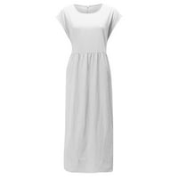 Haljine za žene Ljetna casual haljina Čvrsti okrugli izrez kratki rukav A-linijski haljina ispod koljena