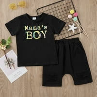 TODDLER Baby Boy odjeća odjeća Kratka ljetna rukava pisma ispisane kratke hlače za majice postavljaju
