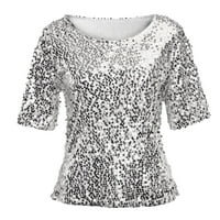 HGW Modne žene Sequils Sparkle Coctail Party Casual Top bluza Sjetljina majica Plus veličine stilski