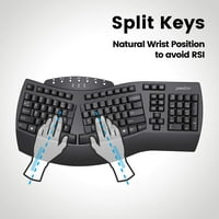 Peri Periboard - bežična ergonomska podijeljena tastatura sa dvostrukim režimom 2,4 g i Bluetooth funkcija,