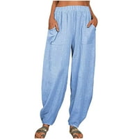 TAWOP modne žene Ljetne casual labavo pamučne i posteljine džepove čvrste pantalone pantalone 5. Dan