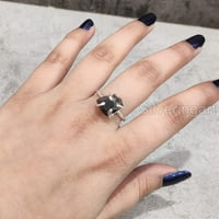 Prirodni Garnet prsten, grubi Garnet Gemstone prsten, januarski kamen, prong, sterling srebrni, ženski