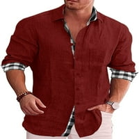 NIUER MENO vrhovi gumb dolje majica rever za bluza za izrez ušivena tunika košulja dugih rukava crvena