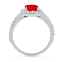 2.07ct smaragdni rez crveni simulirani ruby ​​18k bijeli zlatni godišnjički angažman halo ring veličine