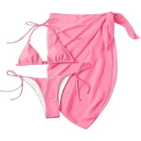 Cara Lady Women's Sexy Fashion Trodijelni krav Tie-boja Print kupaći kostim bikini ružičasti L